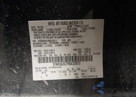 2009 Ford Flex Limited z USA, uszkodzony, nr VIN 2FMEK63C79BA32072